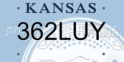 362LUY Kansas License Plate