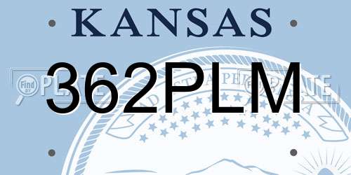 362PLM Kansas License Plate