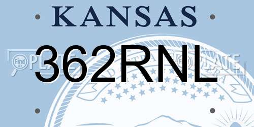 362RNL Kansas License Plate