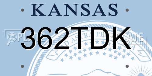 362TDK Kansas License Plate