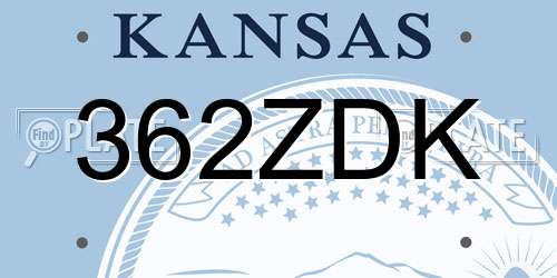 362ZDK Kansas License Plate