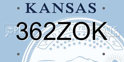 362ZOK Kansas License Plate