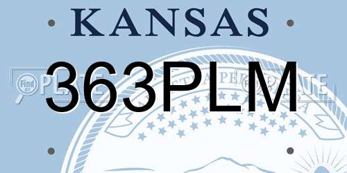 363PLM Kansas License Plate
