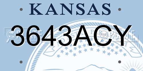 3643ACY Kansas License Plate