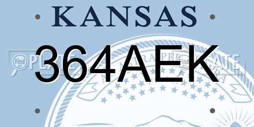 364AEK Kansas License Plate
