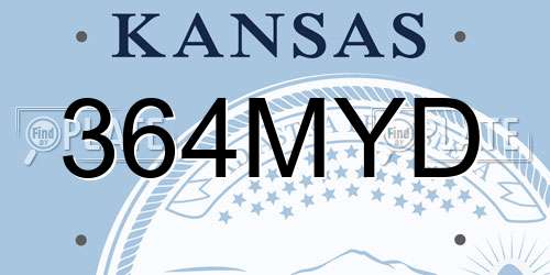 364MYD Kansas License Plate
