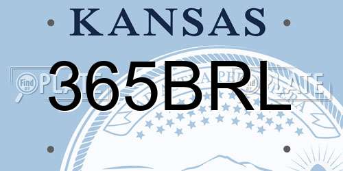 365BRL Kansas License Plate