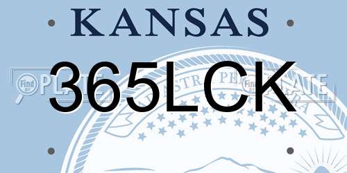365LCK Kansas License Plate