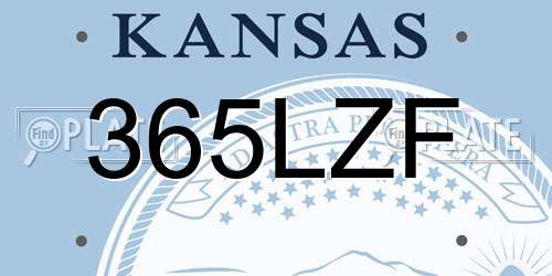 365LZF Kansas License Plate