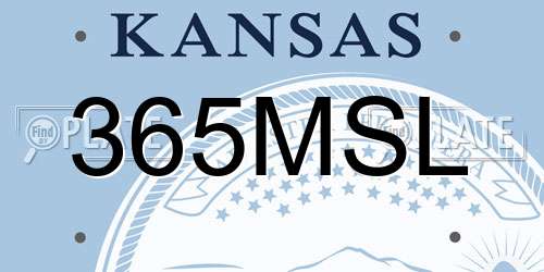 365MSL Kansas License Plate