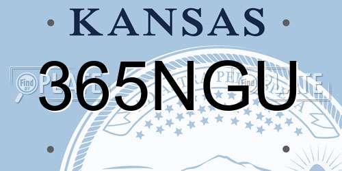 365NGU Kansas License Plate