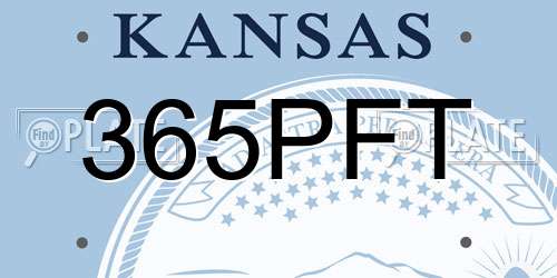 365PFT Kansas License Plate