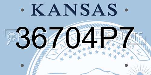 36704P7 Kansas License Plate