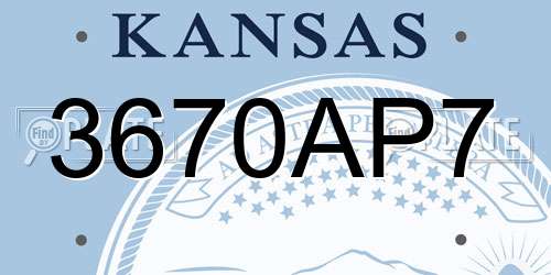 3670AP7 Kansas License Plate