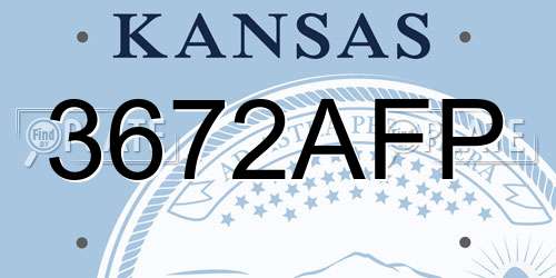 3672AFP Kansas License Plate