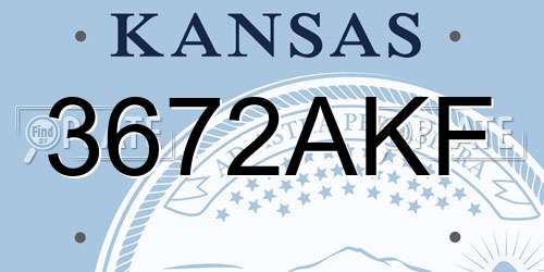 3672AKF Kansas License Plate