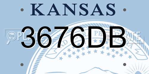 3676DB Kansas License Plate