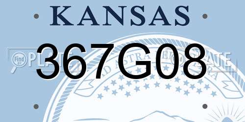 367G08 Kansas License Plate