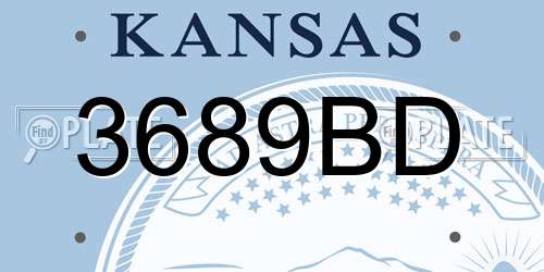 3689BD Kansas License Plate