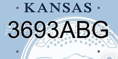 3693ABG Kansas License Plate
