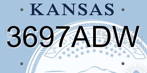 3697ADW Kansas License Plate