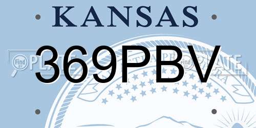 369PBV Kansas License Plate