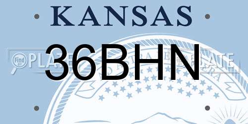 36BHN Kansas License Plate