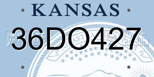 36DO427 Kansas License Plate