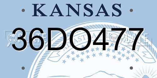 36DO477 Kansas License Plate