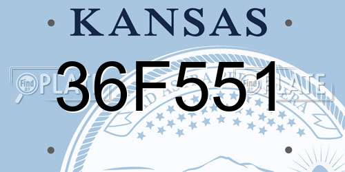 36F551 Kansas License Plate