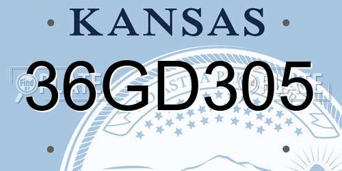 36GD305 Kansas License Plate