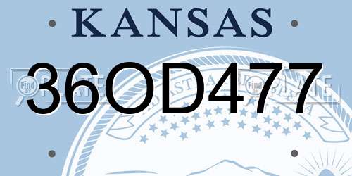 36OD477 Kansas License Plate