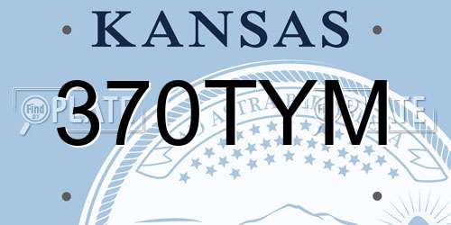 370TYM Kansas License Plate