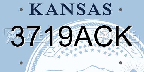 3719ACK Kansas License Plate