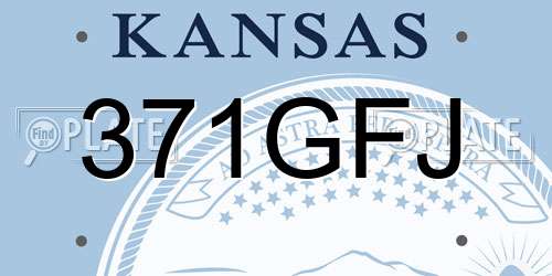 371GFJ Kansas License Plate