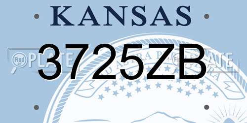3725ZB Kansas License Plate