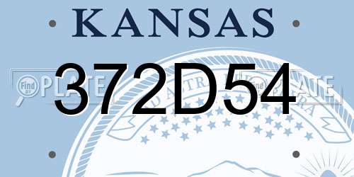 372D54 Kansas License Plate