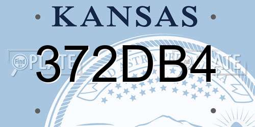 372DB4 Kansas License Plate