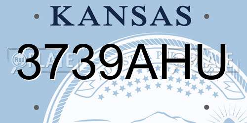3739AHU Kansas License Plate