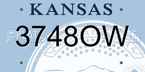 3748OW Kansas License Plate