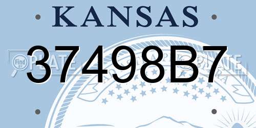 37498B7 Kansas License Plate