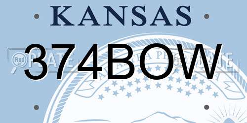 374BOW Kansas License Plate