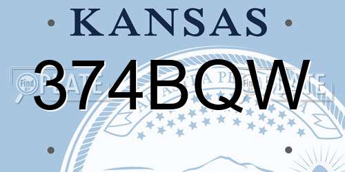 374BQW Kansas License Plate