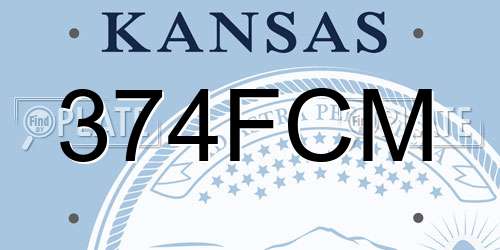 374FCM Kansas License Plate