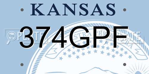 374GPF Kansas License Plate