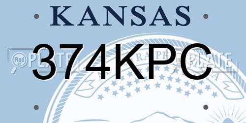 374KPC Kansas License Plate