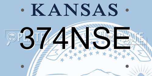 374NSE Kansas License Plate