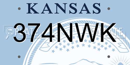 374NWK Kansas License Plate
