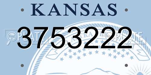 3753222 Kansas License Plate