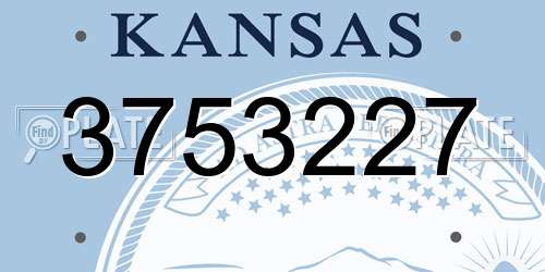 3753227 Kansas License Plate